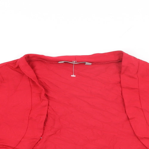 Marks and Spencer Womens Red Viscose Cropped T-Shirt Size 14 V-Neck