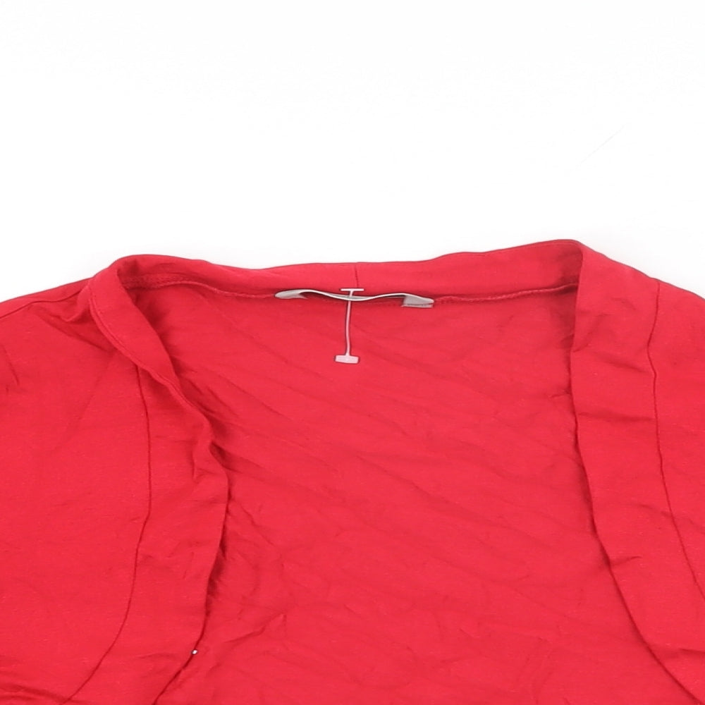 Marks and Spencer Womens Red Viscose Cropped T-Shirt Size 14 V-Neck