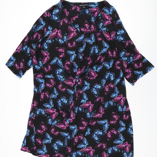 Capsule Womens Black Geometric Polyester Shift Size 30 V-Neck Pullover
