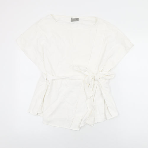 ASOS Womens White Polyester Basic T-Shirt Size 14 Round Neck