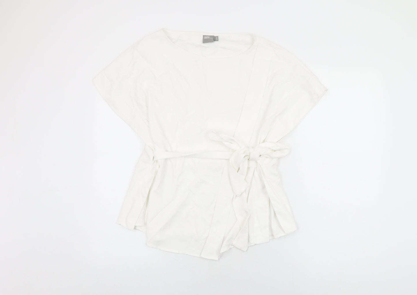 ASOS Womens White Polyester Basic T-Shirt Size 14 Round Neck