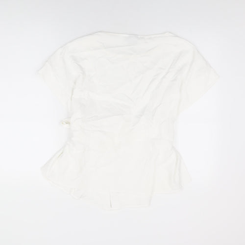 ASOS Womens White Polyester Basic T-Shirt Size 14 Round Neck