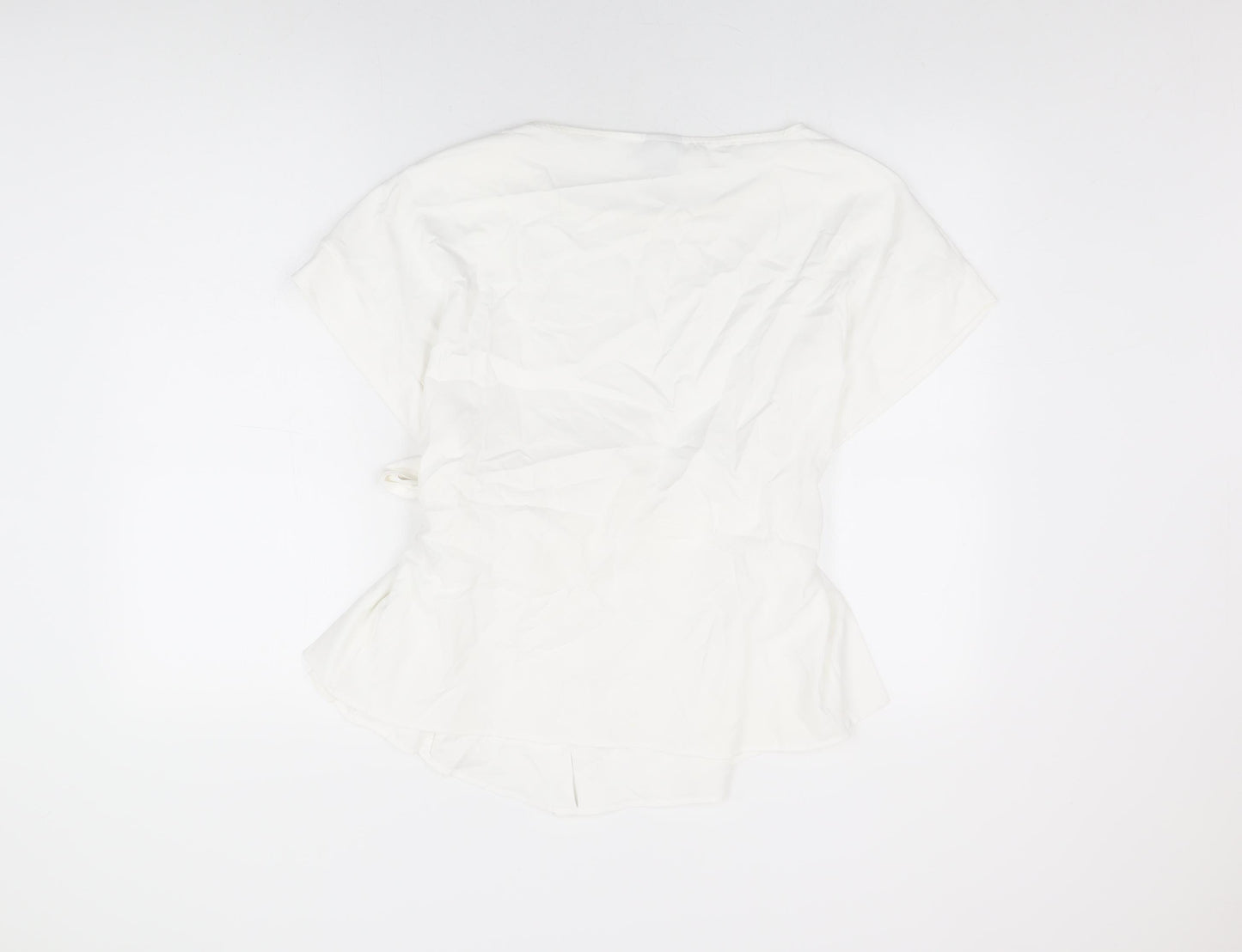 ASOS Womens White Polyester Basic T-Shirt Size 14 Round Neck