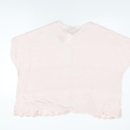 Society Womens Pink Viscose Basic T-Shirt Size 8 Round Neck