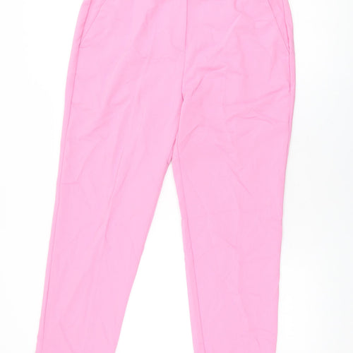 NEXT Womens Pink Cotton Trousers Size 14 L28 in Regular Zip