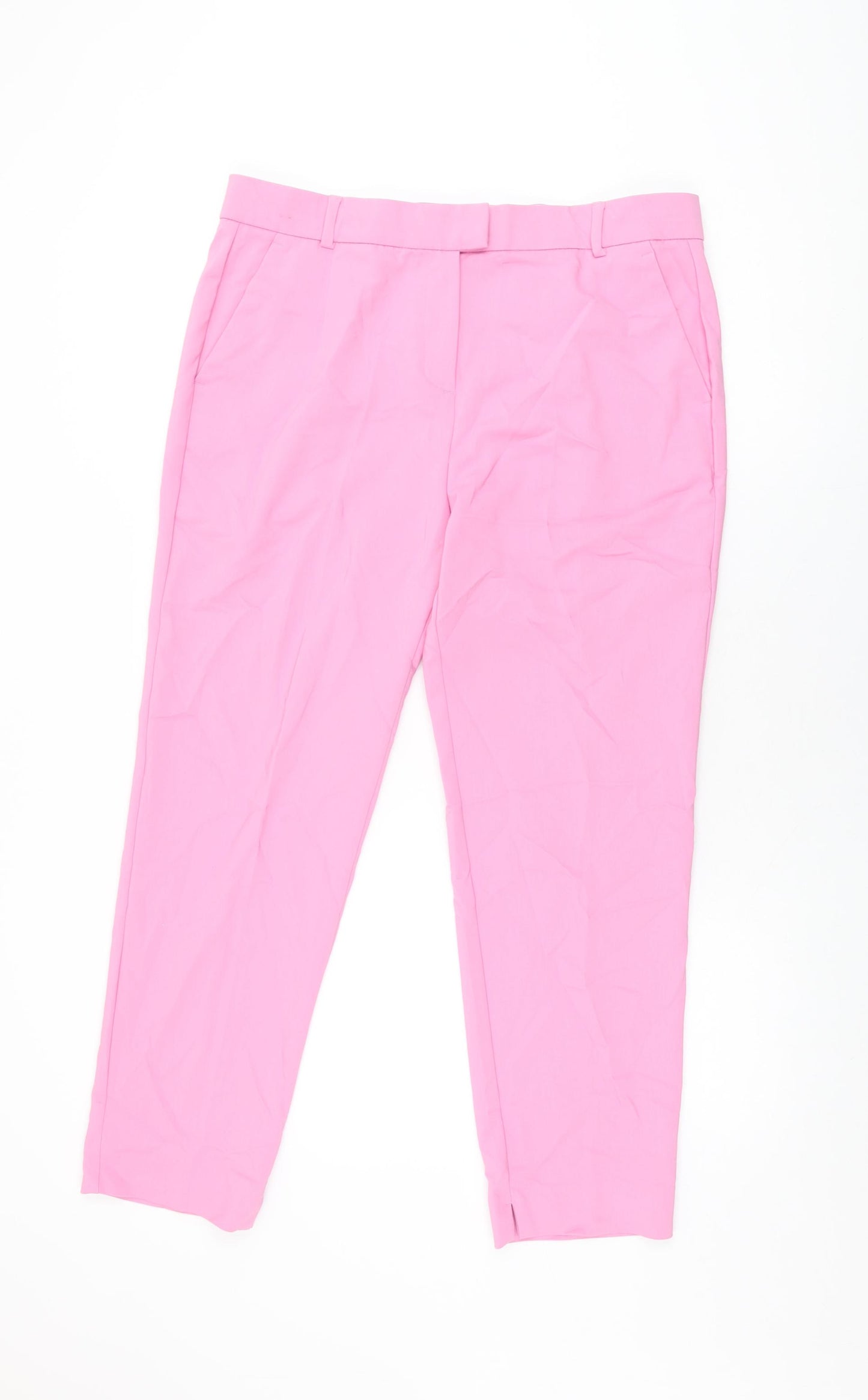 NEXT Womens Pink Cotton Trousers Size 14 L28 in Regular Zip