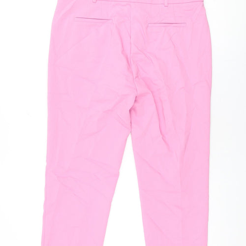 NEXT Womens Pink Cotton Trousers Size 14 L28 in Regular Zip