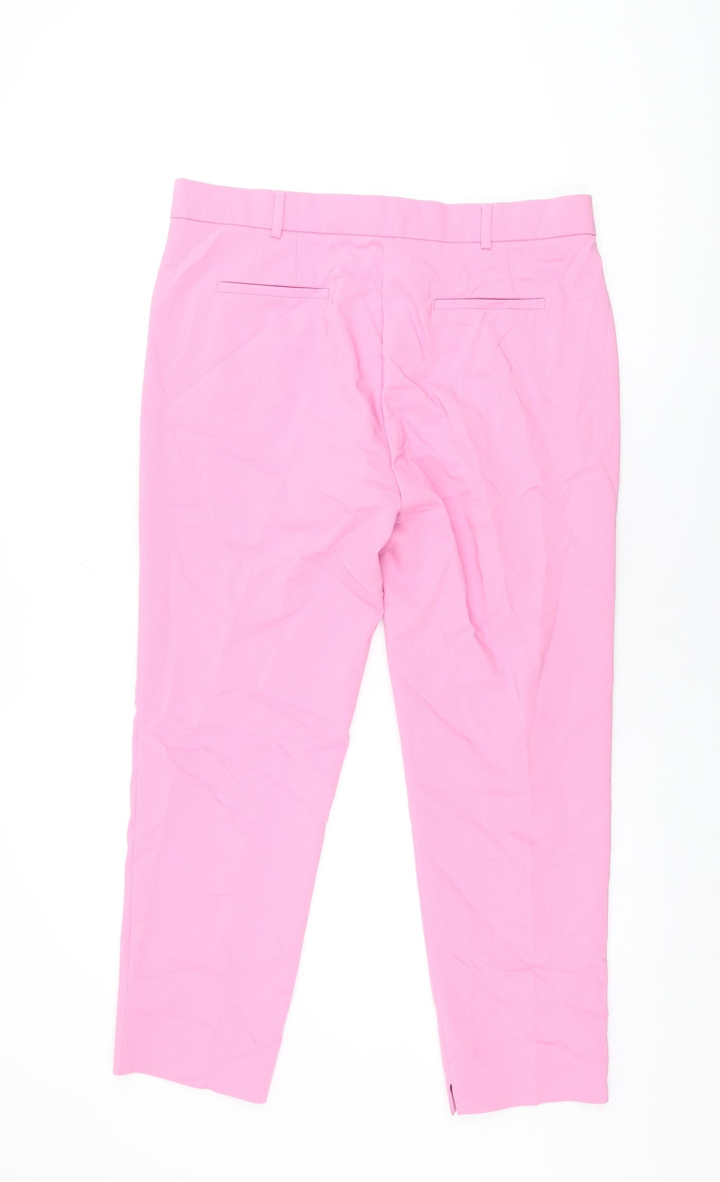 NEXT Womens Pink Cotton Trousers Size 14 L28 in Regular Zip