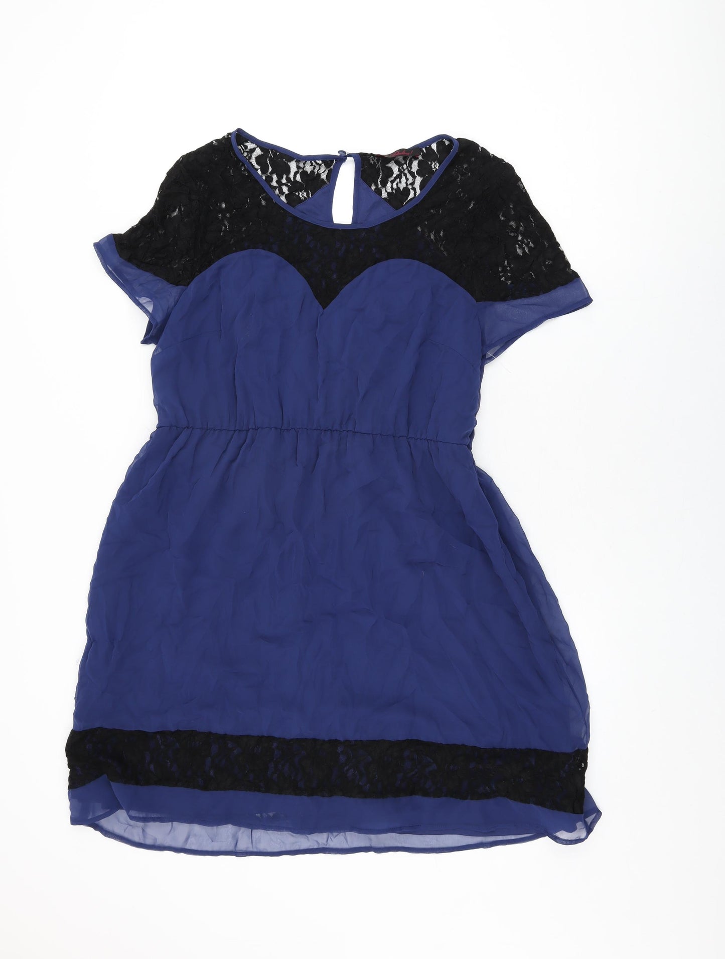 So Fabulous Womens Blue Polyester Skater Dress Size 18 Round Neck Button