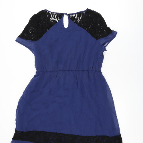 So Fabulous Womens Blue Polyester Skater Dress Size 18 Round Neck Button