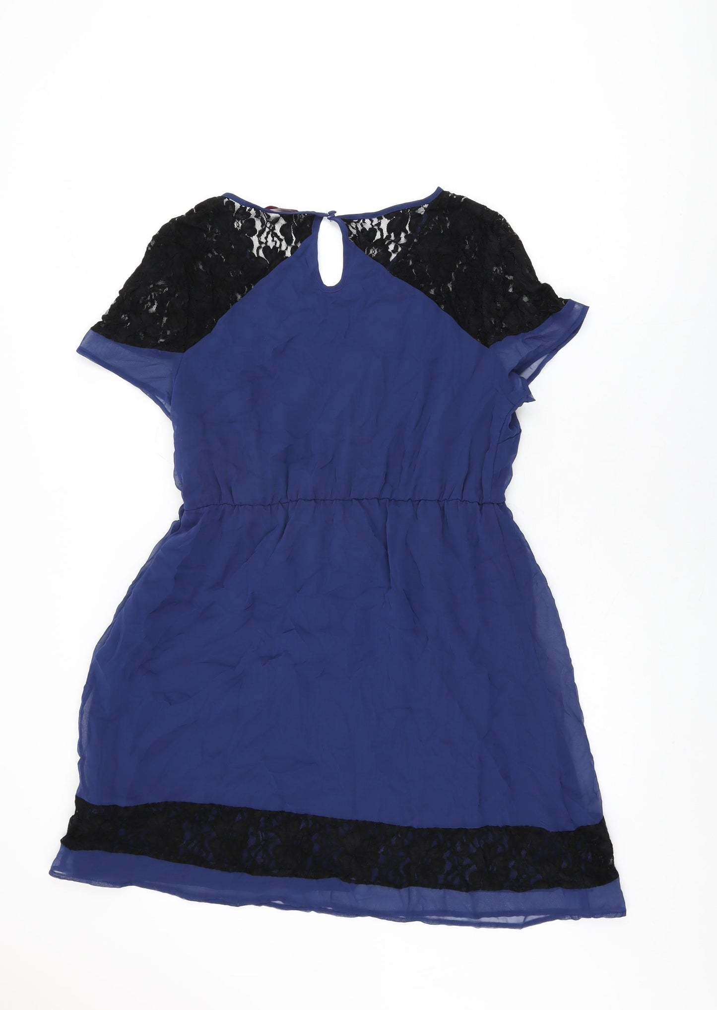 So Fabulous Womens Blue Polyester Skater Dress Size 18 Round Neck Button