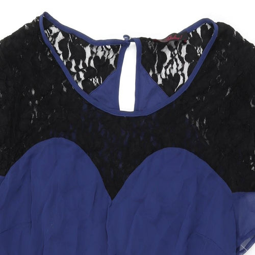 So Fabulous Womens Blue Polyester Skater Dress Size 18 Round Neck Button