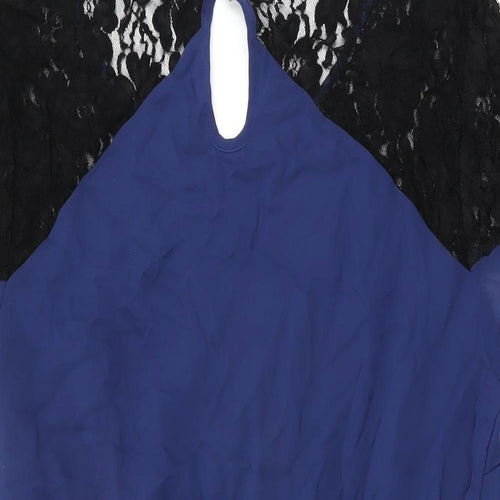 So Fabulous Womens Blue Polyester Skater Dress Size 18 Round Neck Button