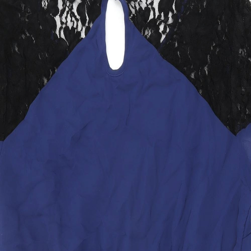 So Fabulous Womens Blue Polyester Skater Dress Size 18 Round Neck Button