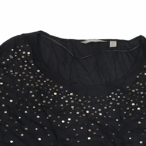 Sandwich Womens Black Viscose Basic T-Shirt Size 16 Round Neck