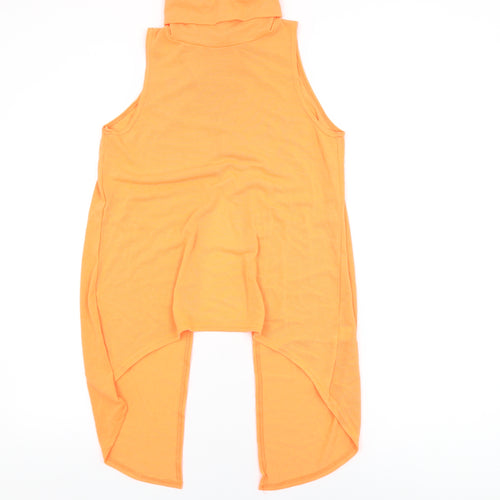 Select Womens Orange Polyester Basic T-Shirt Size 12 High Neck
