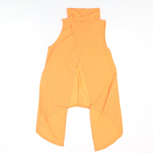 Select Womens Orange Polyester Basic T-Shirt Size 12 High Neck