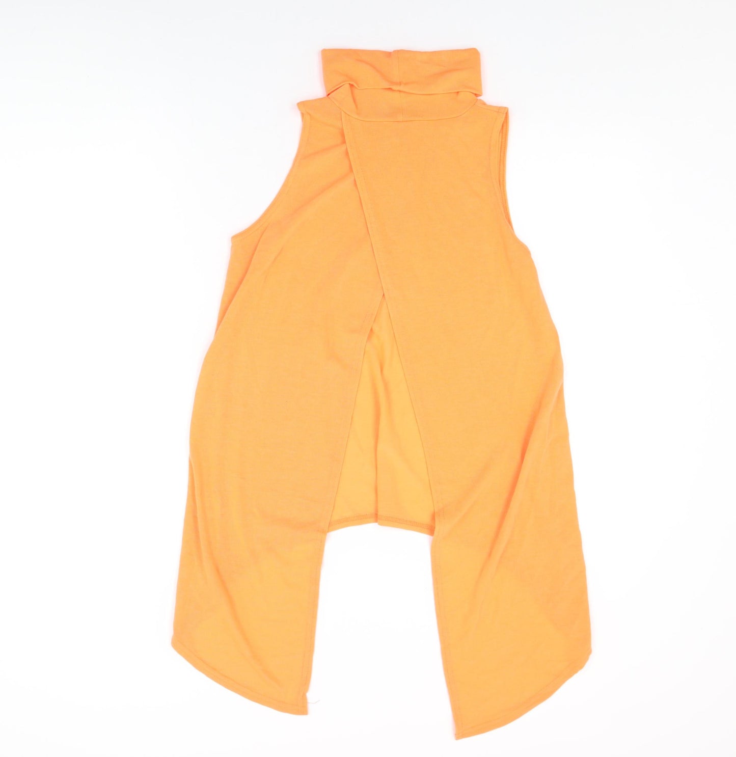 Select Womens Orange Polyester Basic T-Shirt Size 12 High Neck