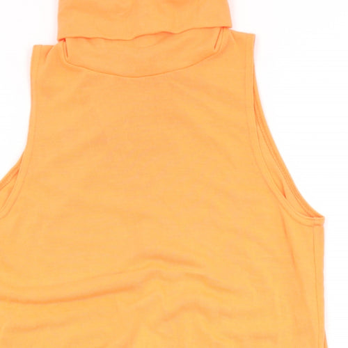 Select Womens Orange Polyester Basic T-Shirt Size 12 High Neck