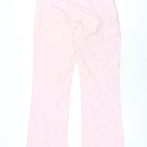 Oui Moments Womens Pink Cotton Trousers Size 12 L32.5 in Regular Zip