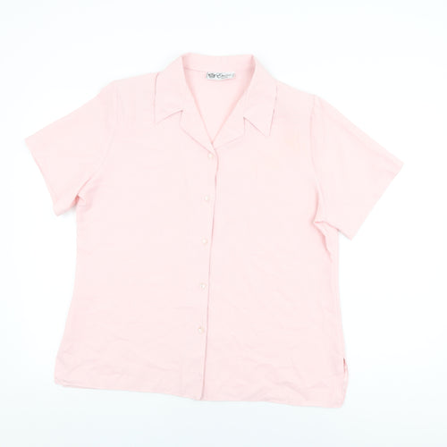 Emma Collection Womens Pink Polyester Basic Button-Up Size 18 Collared