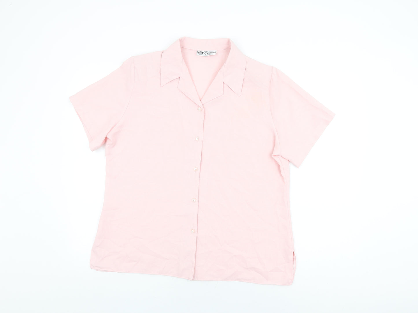 Emma Collection Womens Pink Polyester Basic Button-Up Size 18 Collared