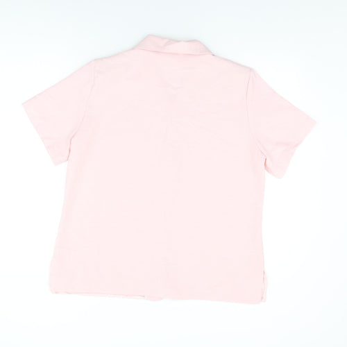 Emma Collection Womens Pink Polyester Basic Button-Up Size 18 Collared