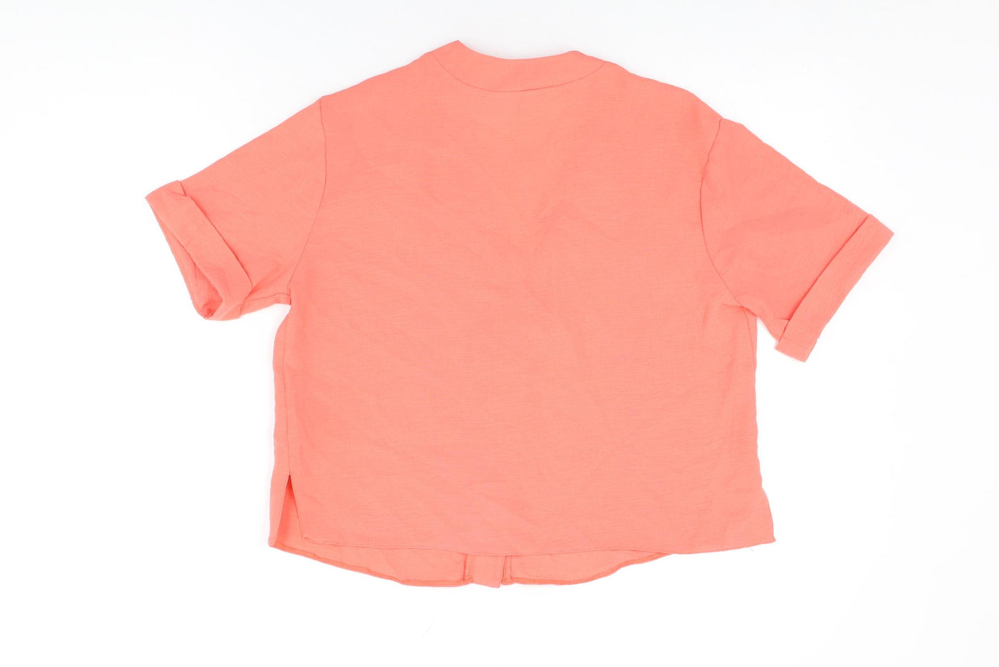 New Look Womens Pink Polyester Basic Button-Up Size 8 V-Neck