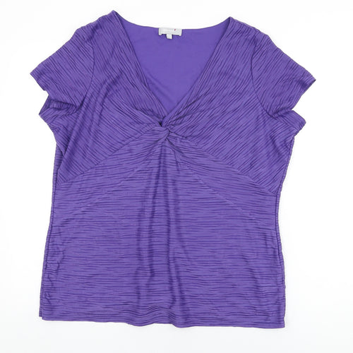 Per Una Womens Purple Polyester Basic T-Shirt Size 20 V-Neck