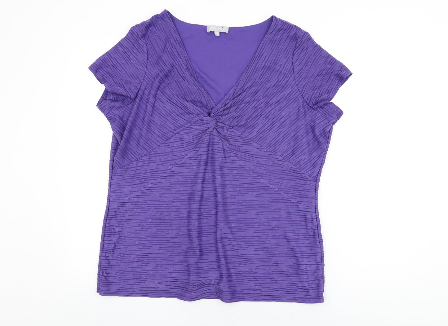 Per Una Womens Purple Polyester Basic T-Shirt Size 20 V-Neck