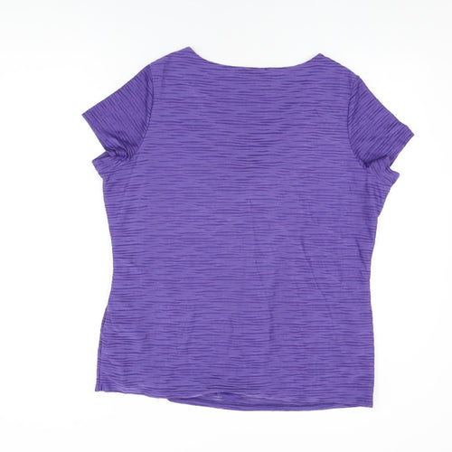 Per Una Womens Purple Polyester Basic T-Shirt Size 20 V-Neck