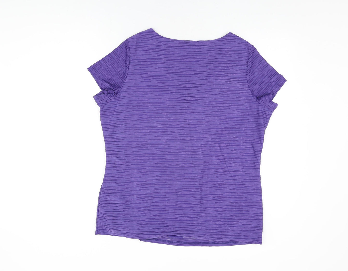Per Una Womens Purple Polyester Basic T-Shirt Size 20 V-Neck