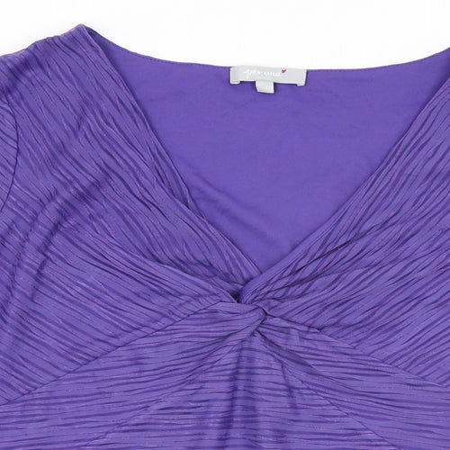Per Una Womens Purple Polyester Basic T-Shirt Size 20 V-Neck