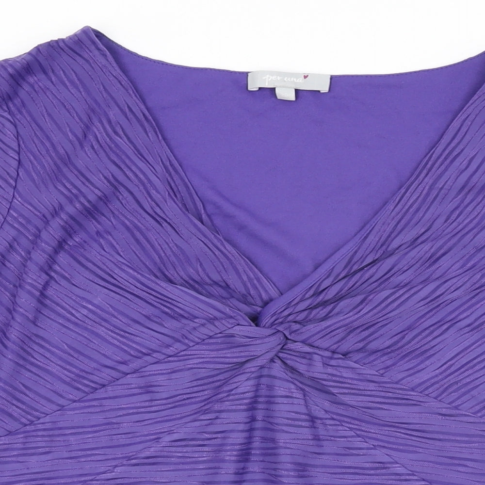 Per Una Womens Purple Polyester Basic T-Shirt Size 20 V-Neck