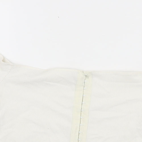 Topshop Womens White Polyester Cropped T-Shirt Size 10 Off the Shoulder
