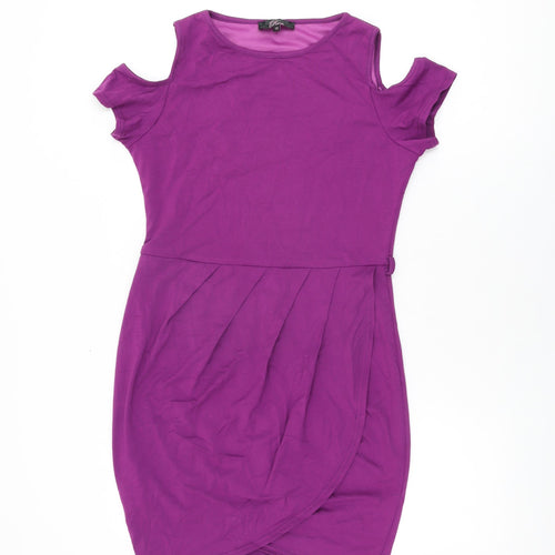Rare Womens Purple Cotton Bodycon Size 12 Round Neck Pullover