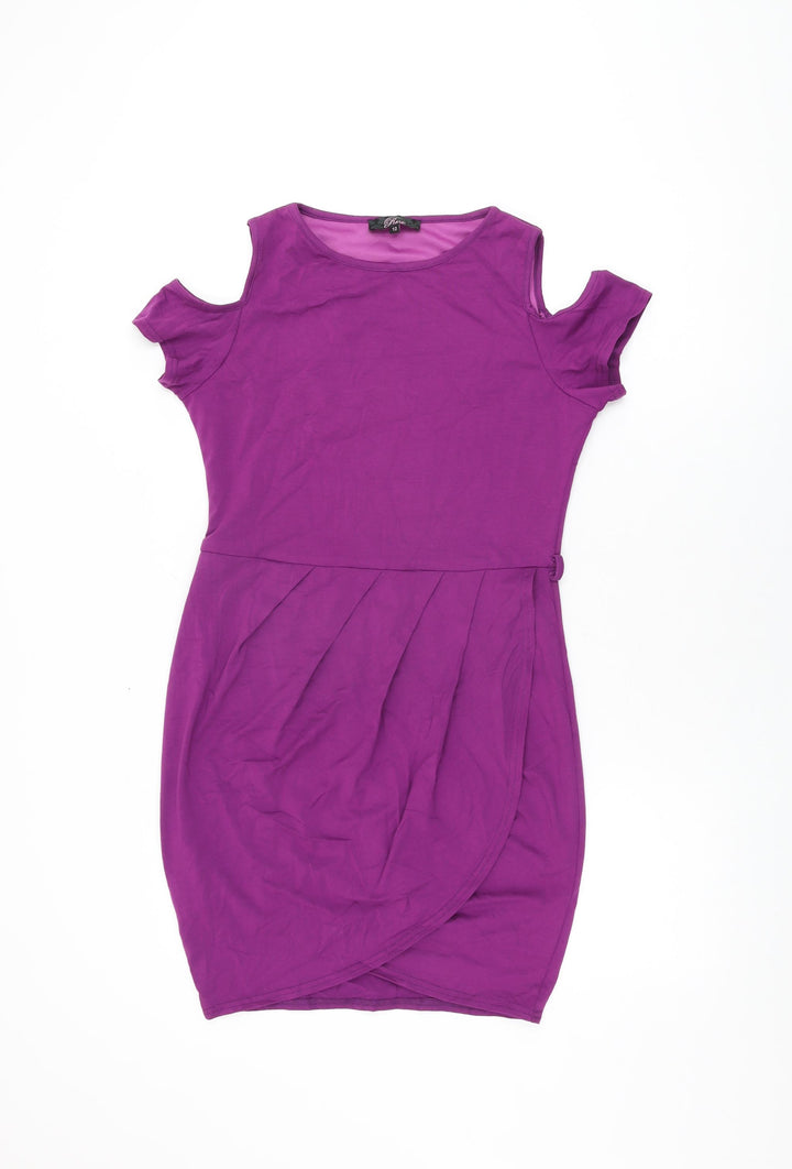 Rare Womens Purple Cotton Bodycon Size 12 Round Neck Pullover