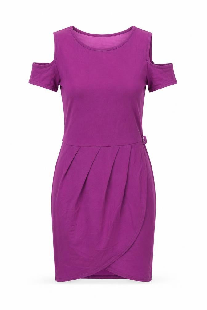 Front view of Rare women’s purple cotton bodycon, size UK 12, round neck pullover