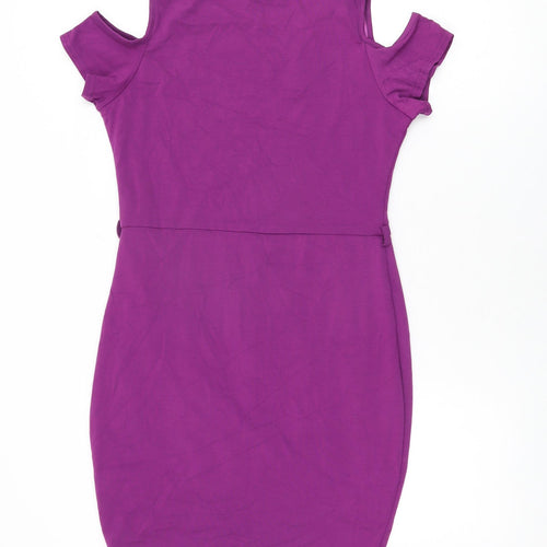 Rare Womens Purple Cotton Bodycon Size 12 Round Neck Pullover