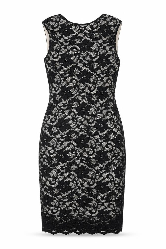Front view of New Look women’s black floral nylon bodycon, size UK 16, round neck pullover