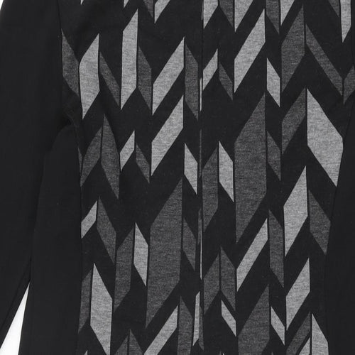 Principles Womens Black Geometric Viscose Shift Size 10 Round Neck Zip