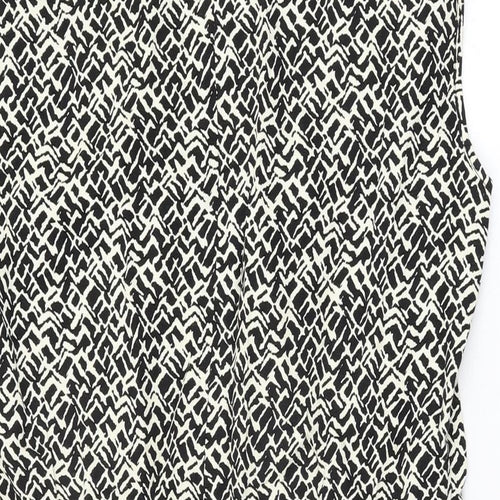 NEXT Womens Black Geometric Polyester Bodycon Size 14 Round Neck Zip