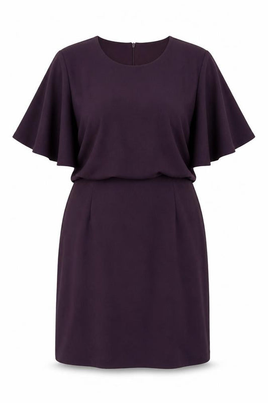 Front view of Capsule women’s purple polyester shift, size UK 18, round neck zip