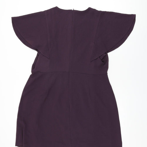 Capsule Womens Purple Polyester Shift Size 18 Round Neck Zip