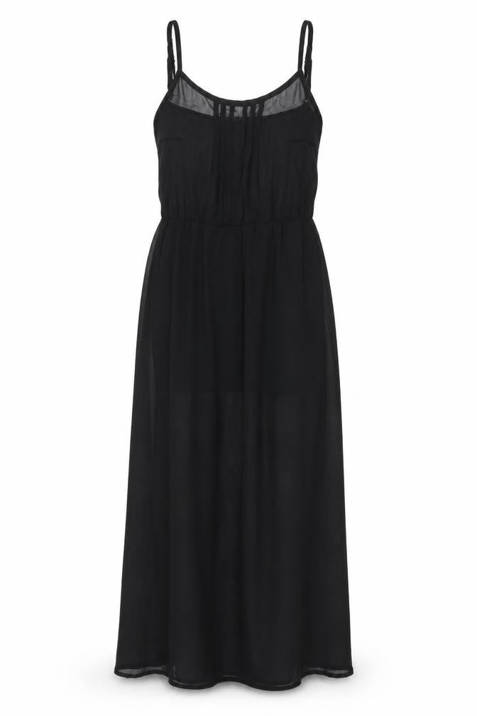 Front view of Brandy Melville women’s black polyester maxi one size round neck pullover