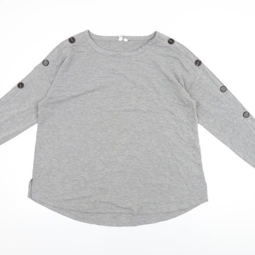 Cable & Gauge Womens Grey Polyester Basic T-Shirt Size M Round Neck