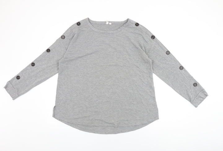 Cable & Gauge Womens Grey Polyester Basic T-Shirt Size M Round Neck