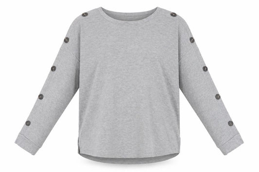 Front view of Cable & Gauge women’s grey polyester basic t-shirt, size M, round neck