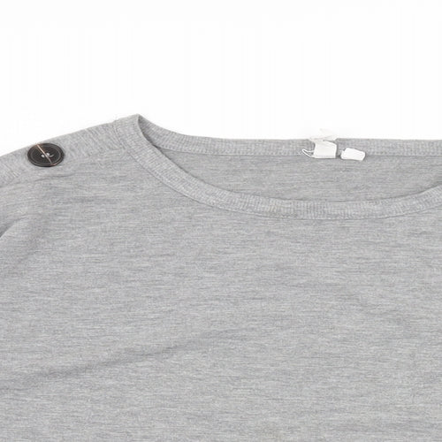 Cable & Gauge Womens Grey Polyester Basic T-Shirt Size M Round Neck