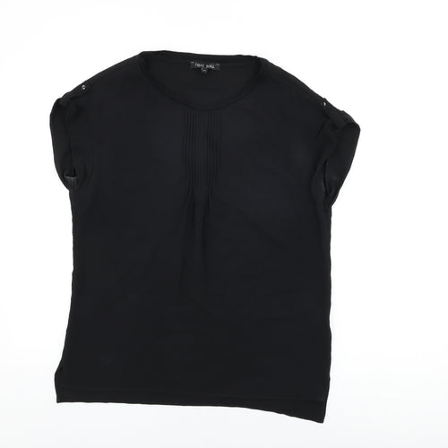 NEXT Womens Black Polyester Basic T-Shirt Size 12 Round Neck